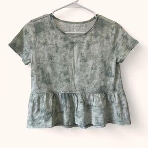 Girls Large Size 10/12 Wonder Nation Short Sleeve Tie Dye Peplum Ruffle Blouse